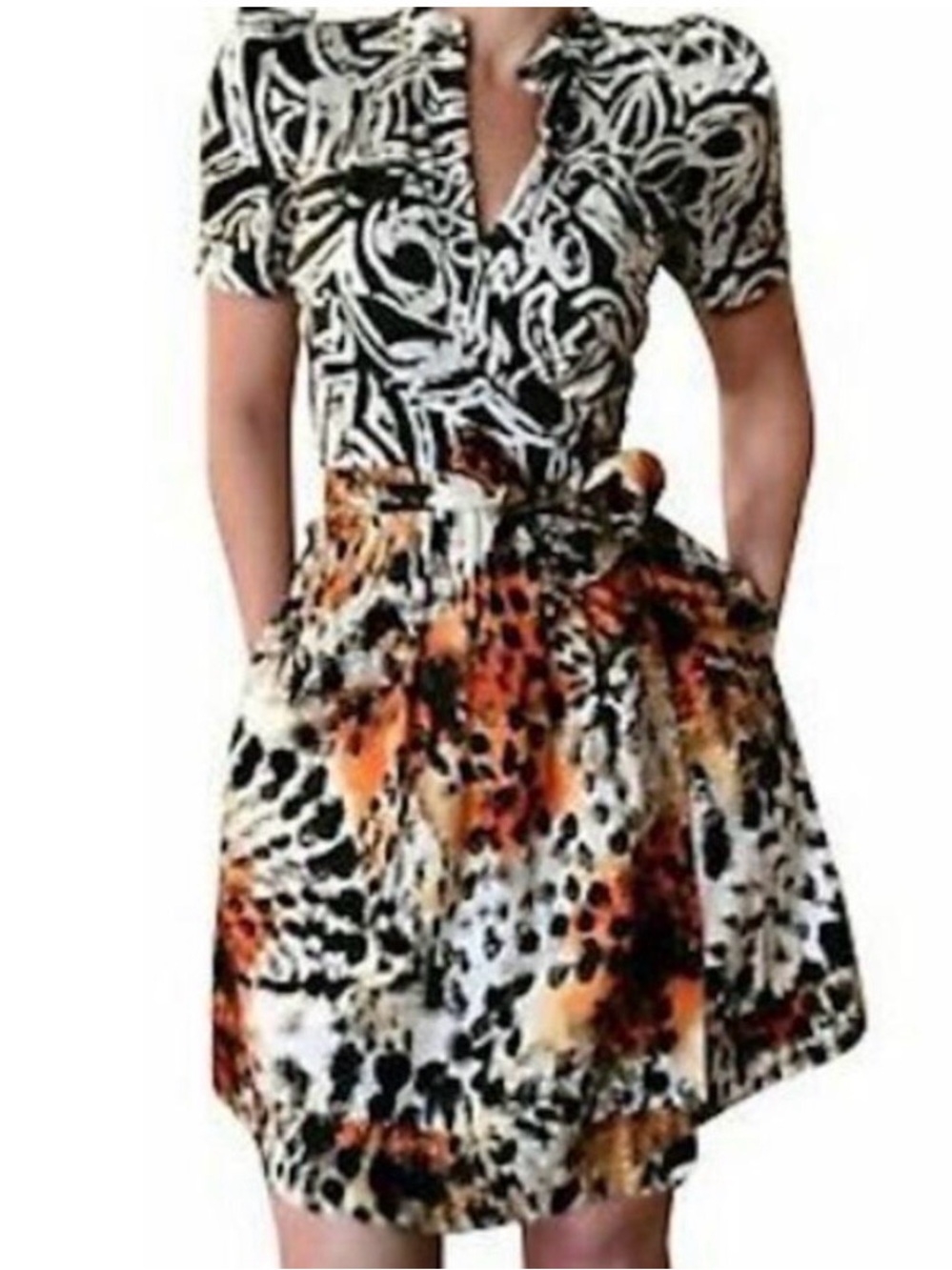 Diane von Furstenberg Cotton Steele Wrap Shirt Dress Size 4